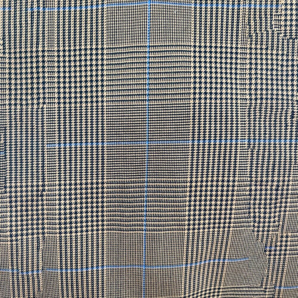 Jos A Bank Travelers Collection Tan and Blue Plaid Long Sleeve Button Down M